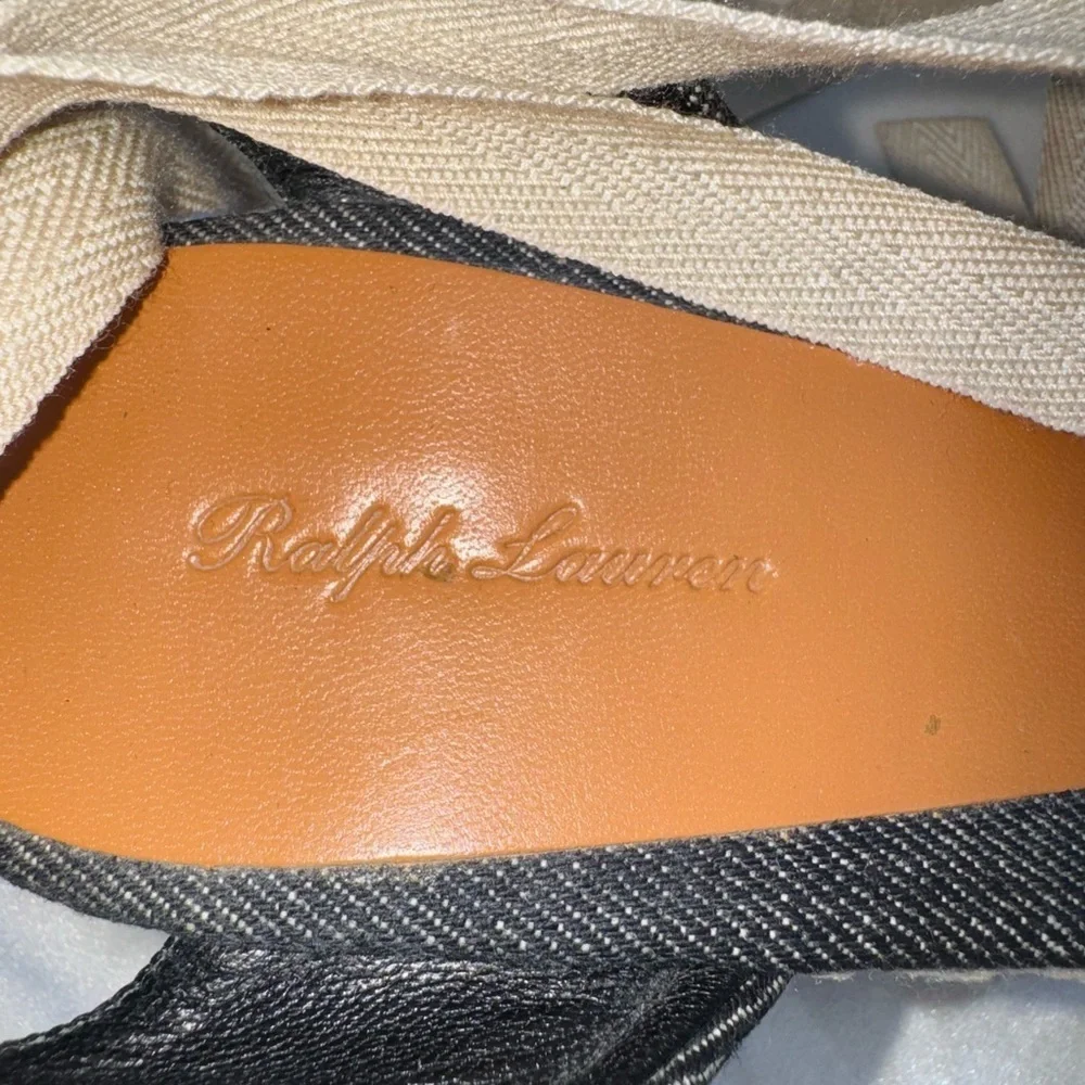 Ralph Lauren Black and Tan Espadrille Sandals